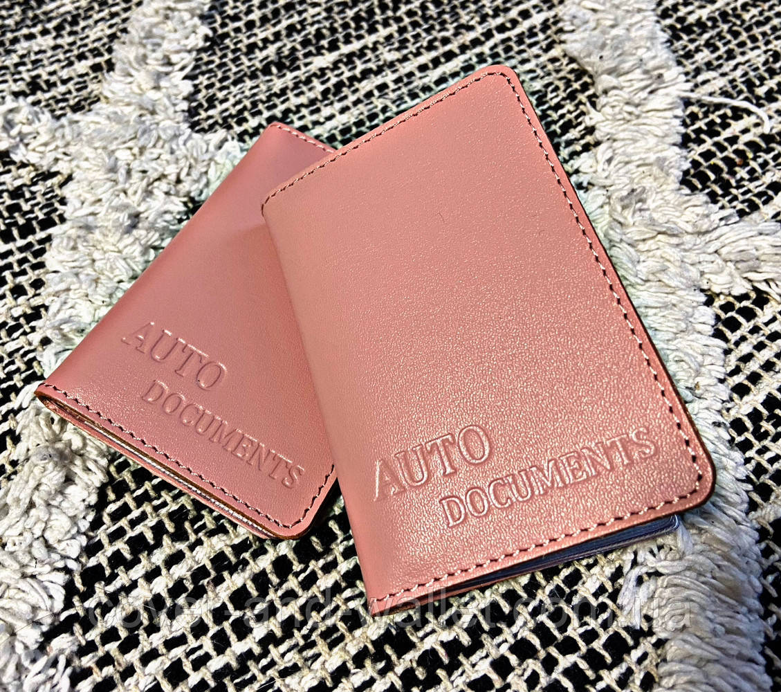 Женская обложка на права и ID паспорт из натуральной кожи светло-розового цвета ST Leather - фото 1 - id-p1044311384