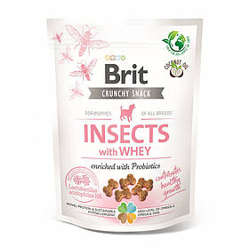 Ласощі для цуценят Brit Care Crunchy Snack для росту з комахами, сироваткою і пробіотиками 200г