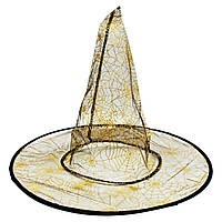 Шляпа ведьмы полупрозрачная (черная + золото) Комбинированный Черный Золотистый (222122)