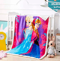Детский плед одеяло велюр Принцессы, одеяло для детей, плед детский 110х140 см