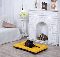 Лежанка для собак 120*80 см желтая, мягкое место лежак для собак непромокаемая антикоготь прямоугольный