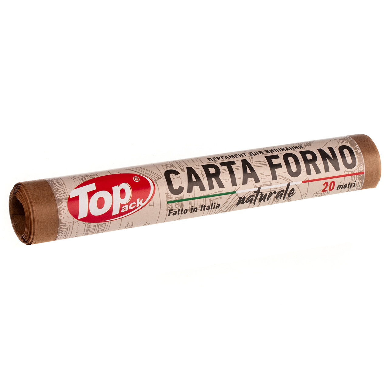Пергамент для випікання силіконізований Toppack коричневий Carta Forno 29см 20м