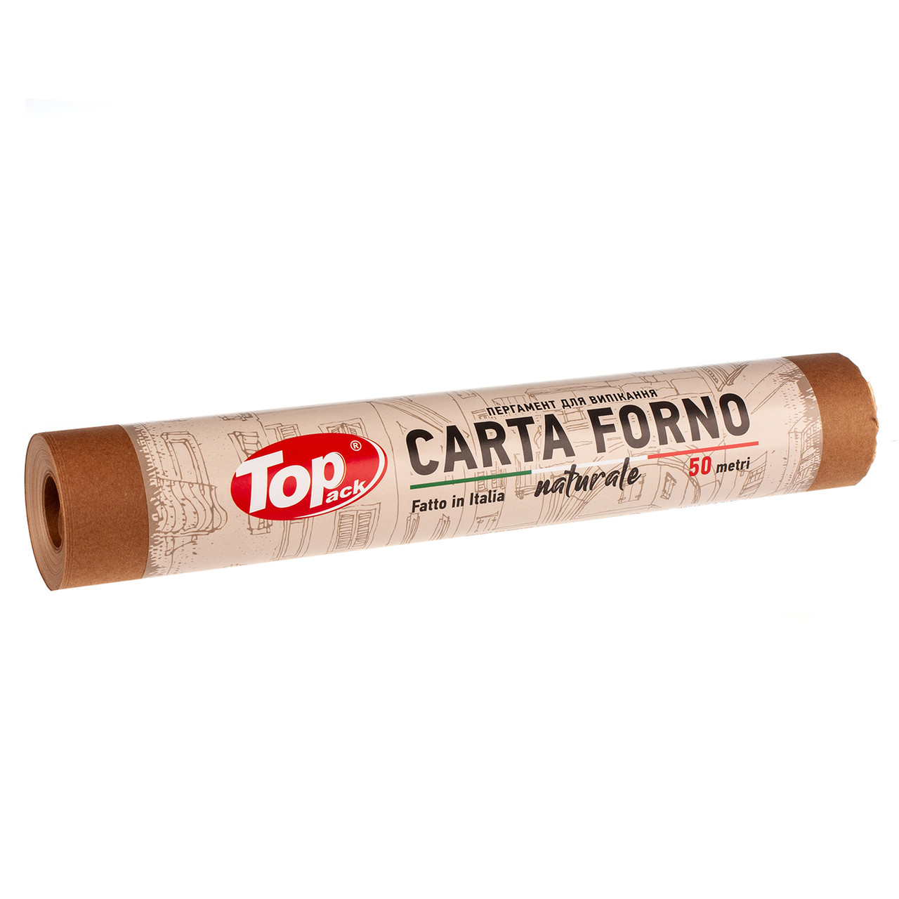 Пергамент для випікання силіконізований Toppack коричневий Carta Forno 29см 50м