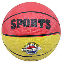 Мяч баскетбольный "Sports", размер 7 (вид 2) Резина Красный Желтый (221464)
