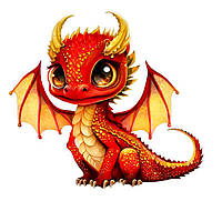 Наклейка для ростовой фигуры "Красный дракон" 80х87 см / новогодняя наклейка (без обреза по контуру)