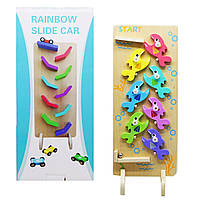 Деревянная игра 2в1 "Fish ball + Rainbow slide car" Дерево металл Разноцвет (217408)