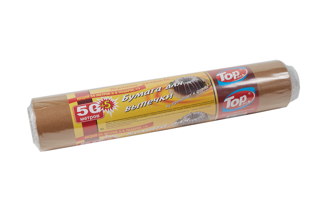 Пергамент для випікання силіконізований Toppack коричневий 29 см 50м