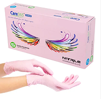 Перчатки нитриловые Care365 розовые XS