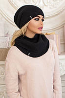 Комплект «Жаклин» (шапка и шарф-хомут) черный