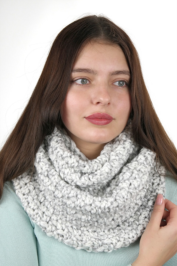 Снуд «Маранда» білий + срібний