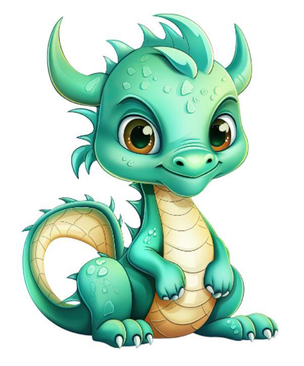 Наклейка для ростової фігури "Мятно-зелений дракон" 80х61 см / новорічна наклейка (без обрізу по контуру)