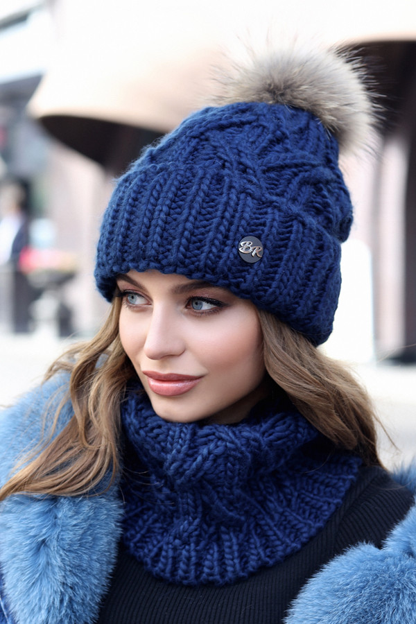 Комплект «Енеіс» (шапка та шарф-хомут) джинсовий