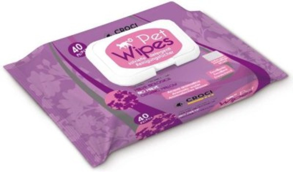 Croci Gill's Organic Mauve Bio вологі гігієнічні серветки з органічною мальвою для котів і собак, 40 серветок (C6052692 // 5269), фото 1