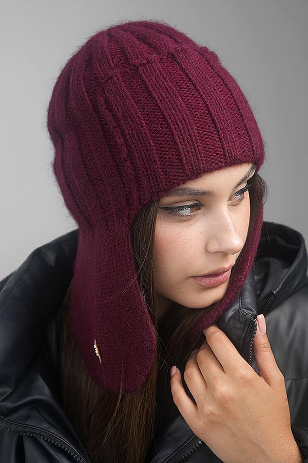 Шапка-вушанка «Арма» (4726) білий Бордовий