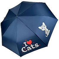 Дитяча складана парасоля для дівчаток і хлопчиків на 8 спиць "I♥Cats" з кішками від Toprain, темно-синій 02089-4