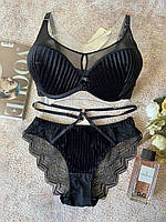 75С Черный комплект женского нижнего белья с кружевом