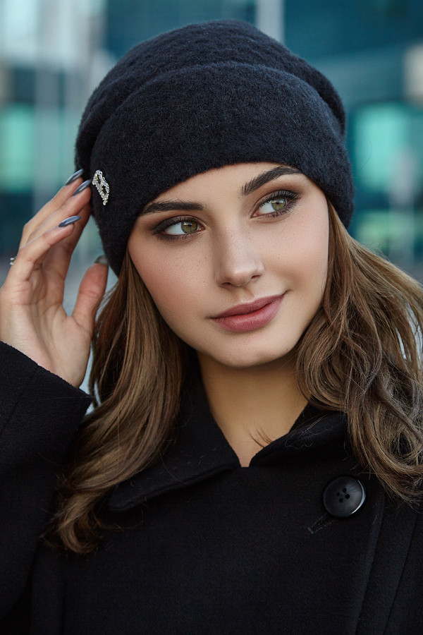 Шапка-ковпак «Мінда» пудра Чорний