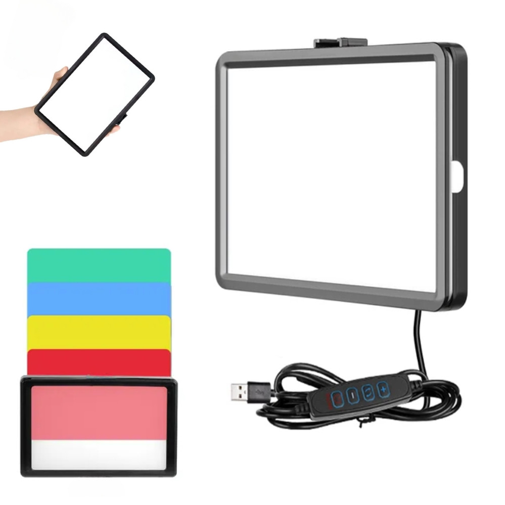 Світлодіодна лампа прямокутна Square Fill Light 15х10 см LED відеосвітло з кольоровими фільтрами для фото відео, фото 1