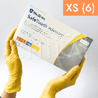 Перчатки нитриловые (размер XS) желтые 3,8г/м² Medicom SafeTouch, 100 шт