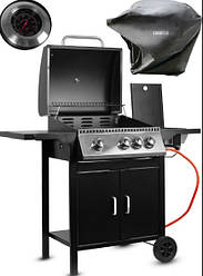 Садовий газовий гриль 3+1 конфорки з кришкою MalTec