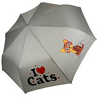 Дитяча складана парасоля для дівчаток і хлопчиків на 8 спиць "I♥Cats" з котиком від Toprain, сірий 02089-9