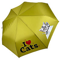Дитяча складана парасоля для дівчаток і хлопчиків на 8 спиць "I♥Cats" з котиком від Toprain, жовтий 02089-10
