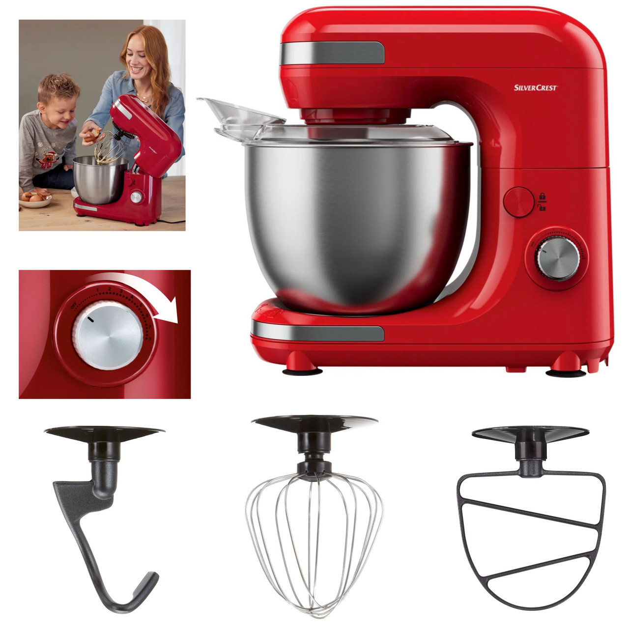 Кухонний комбайн тістоміс SILVERCREST RED Німеччина, фото 1