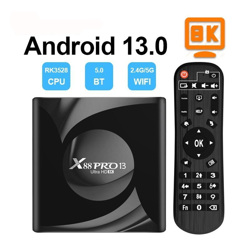 Смарт ТВ приставка X88 Pro-13 4gb/64gb Ultra HD 8K Android 13 SmartTV Android TV box - фото 1 - id-p2005831747