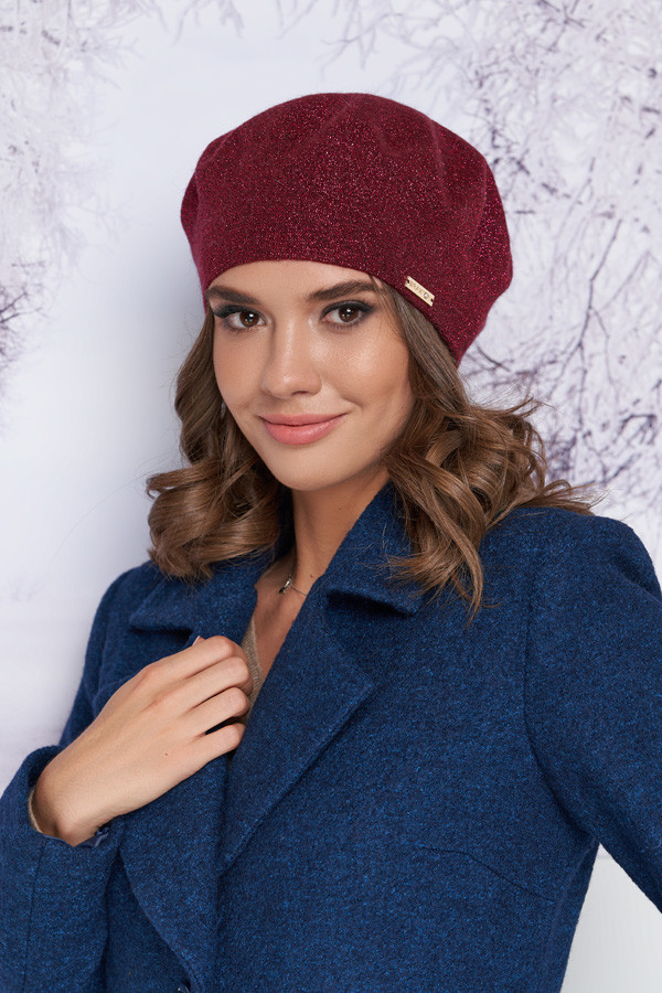 Берет із суцільною флісовою підкладкою «Наїля» Бордовий