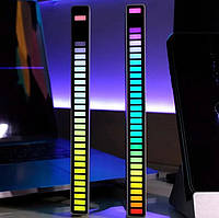 Светодиодный RGB светильник с микрофоном. LED светильник "Уровни музыки", 32 светодиода 5V, 18 см. Аудио