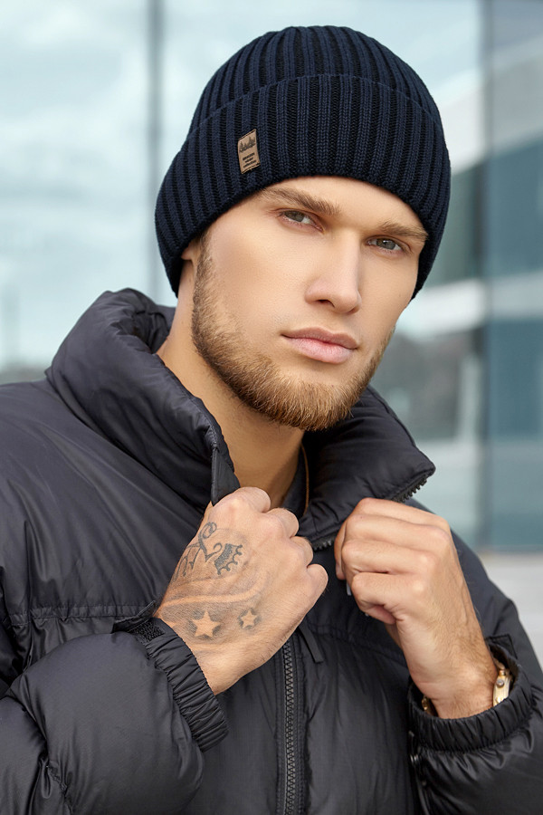 Чоловіча шапка «Камет» темно-синій + чорний