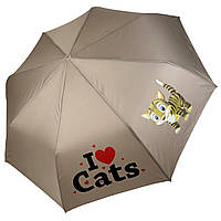 Дитяча складана парасоля для дівчаток і хлопчиків на 8 спиць "I♥Cats" з котиком від Toprain, бежевий 02089-11