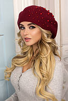 Берет «Мартина» білий Бордовий