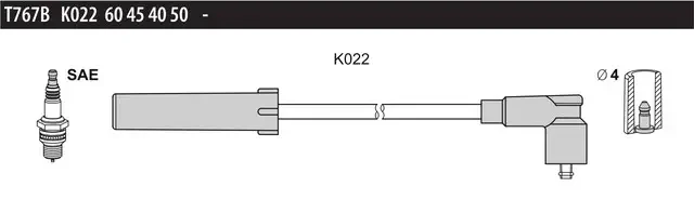Дроти запалювання Tesla T767B для Renault Clio 1.2-1.2i, Kangoo, Twingo