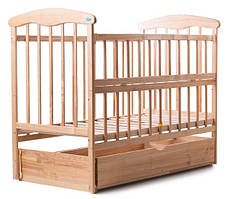 Дитяче ліжечко "Наталка" з шухлядою на  маятнику світле з відкидною боковинкою