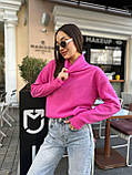 Затишна тепла жіноча кофта з ангори-в'язки рожева, фото 2
