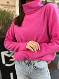 Затишна тепла жіноча кофта з ангори-в'язки рожева, фото 3