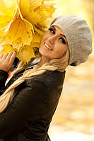 Берет «Ева» білий світла кава