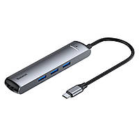 USB Hub Baseus Mechanical Eye Six-in-one Type-C (PD 87W) to USB3.0*3 + HDMI + RJ45 Ethernet + Type-C PD Cерый (CAHUB-J0G)