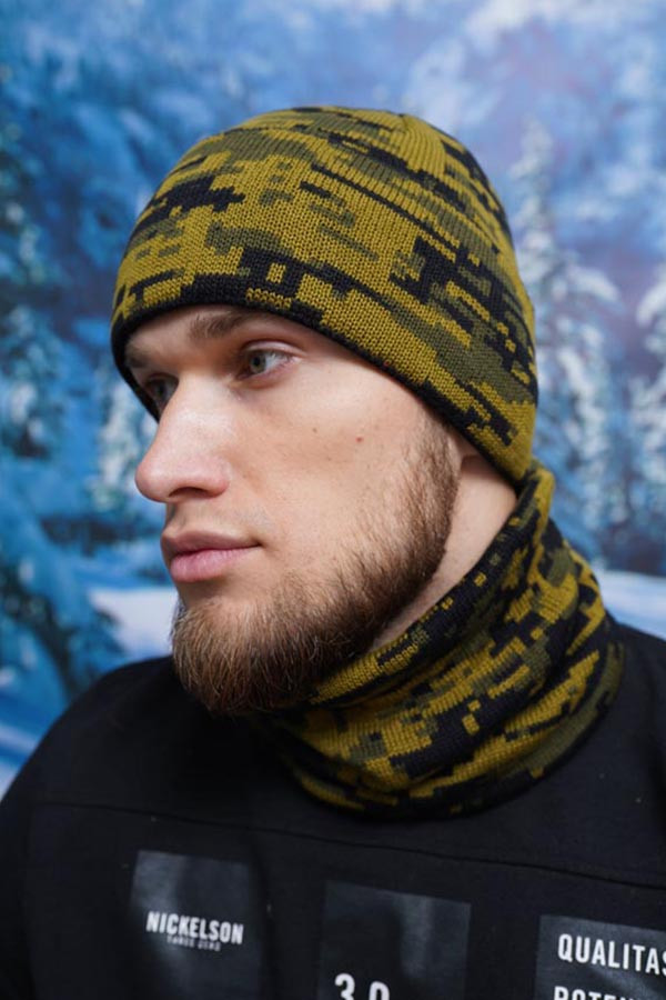 Чоловічий комплект «Піксель I» чорний + оливковий + хакі