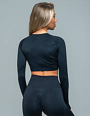 Рашгард з вирізом під палець S, Чорний (топ з довгим рукавом), фото 3