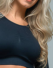 Комплект двійка: лосини з ефектом пуш-ап та рашгард з вирізом під палець S, Чорний, фото 2