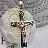 Хрестик золотий з розп'яттям написом Спаси і Збережи з білого і жовтого золота, фото 7