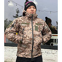 Армейская теплая Куртка Софтшелл (soft shell) пиксель ВСУ, Куртка тактическая softshell флис