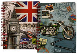 Блокнот на спіралі (A6) 64-A6 "Лондон" бічна спіраль + ручка (60 аркушів, тверда палітурка)