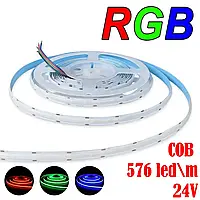 Матричная светодиодная лента RGB 24V COB 14W IP20 10мм лента сплошного свечения