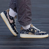 Женские кроссовки Nike Air Force 1 x Cactus Jack (разноцветные) модные осенние кеды с рисунками I756