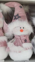 Інтер'єрна фігурка новорічна Сніговик у ПУДРОВОМУ КАЛПАКІ 40 см