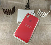 Чехол Silicone Case для iPhone Xs Max красный RED 14 цвет, чехол противоударный айфон 10С МАКС с микрофиброй