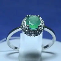 Серебряное кольцо с зеленым агатом Аля 1581/9р